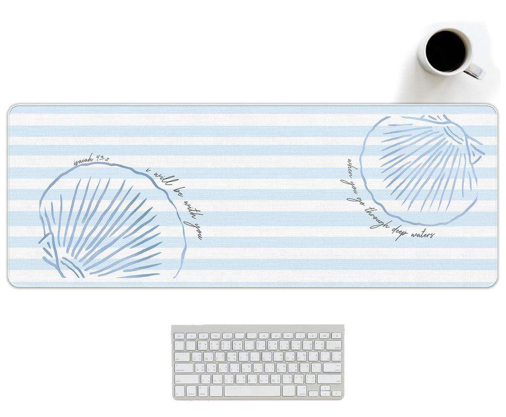 UTELKA Blue Desk Mat, Flroal Desk Matt for Desktop Mouse Pad 31.5x11.8