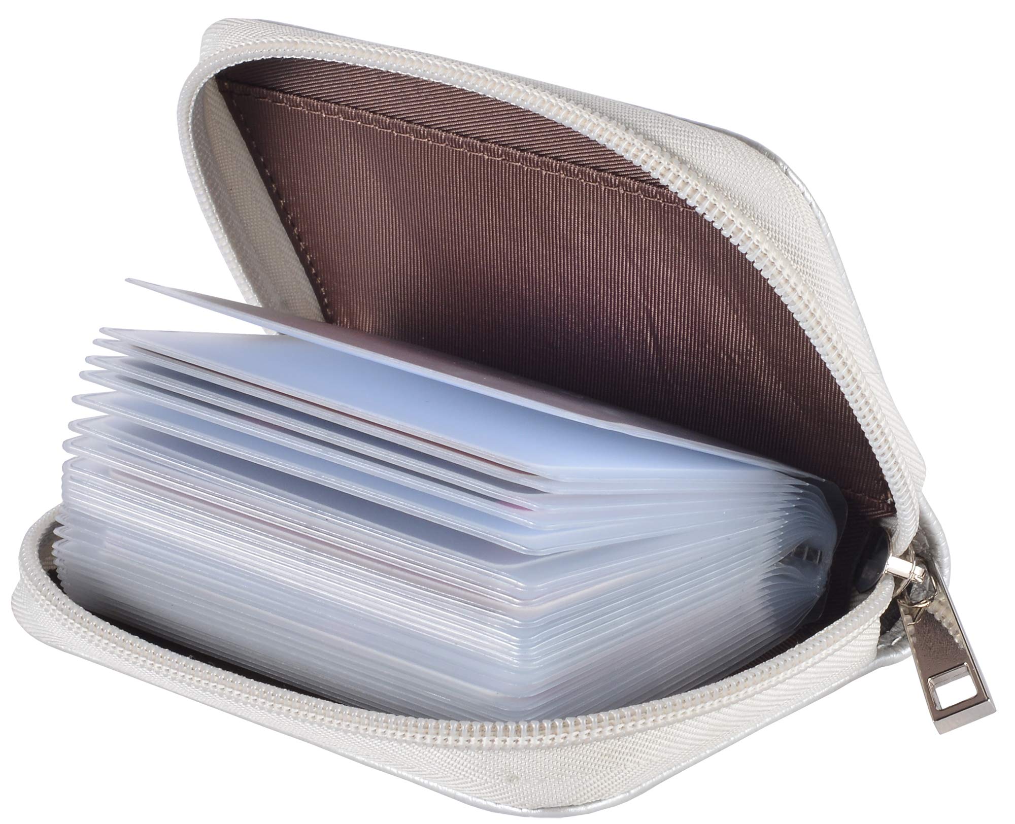 Easyoulife Genuine Leather Credit Card Holder Zipper Wallet With 26 Card Slots