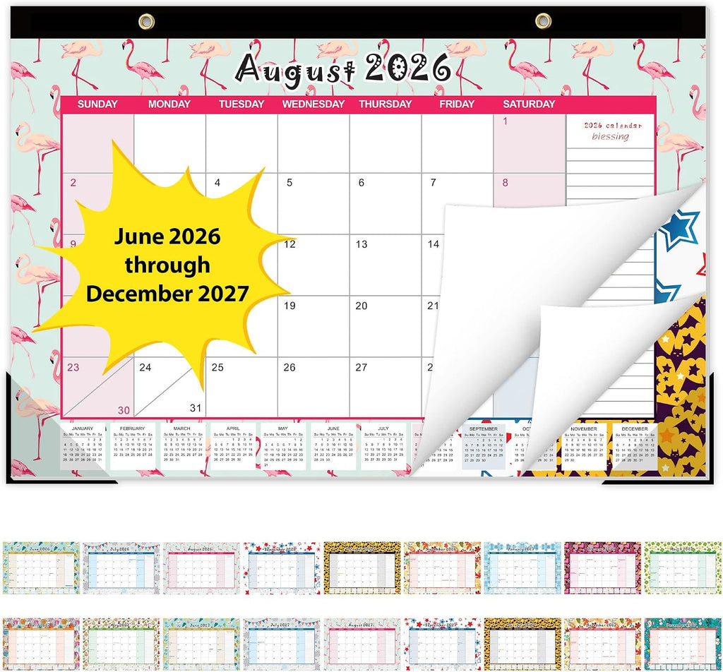 GuassLee Desk Calendar 2026-2027, Jun 2026-Dec 2027, 17"x11.5"