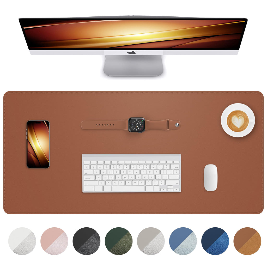 AFIING Large Desk Mat 55" x 24" - PU Leather Desk Pad Protector, Waterproof Non-Slip Extended Mouse Pad for Office Desk, Keyboard, Laptop and Home Workspace (Black)