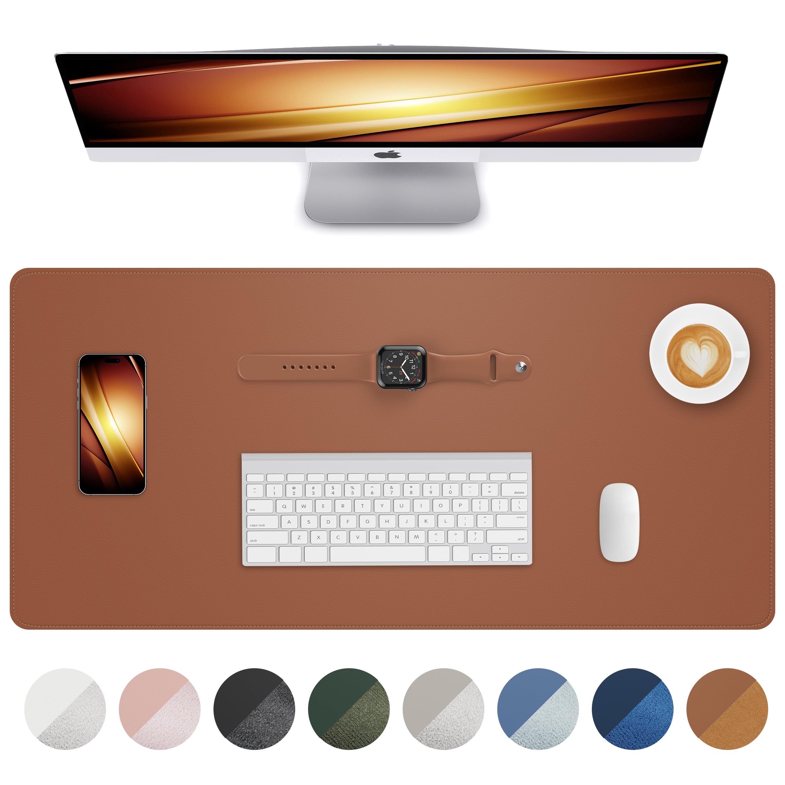 AFIING Large Desk Mat 55" x 24" - PU Leather Desk Pad Protector, Waterproof Non-Slip Extended Mouse Pad for Office Desk, Keyboard, Laptop and Home Workspace (Black)