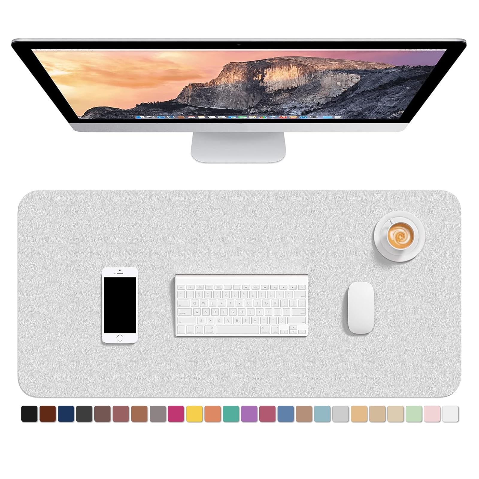 Hsurbtra Desk Pad, 30" x 14" PU Leather Desk Mat, XL Extended Mouse Pad, Waterproof Desktop Blotter Protector, Non-Slip Ultra Thin Large Laptop Keyboard Writing Mat for Office Home, Pink