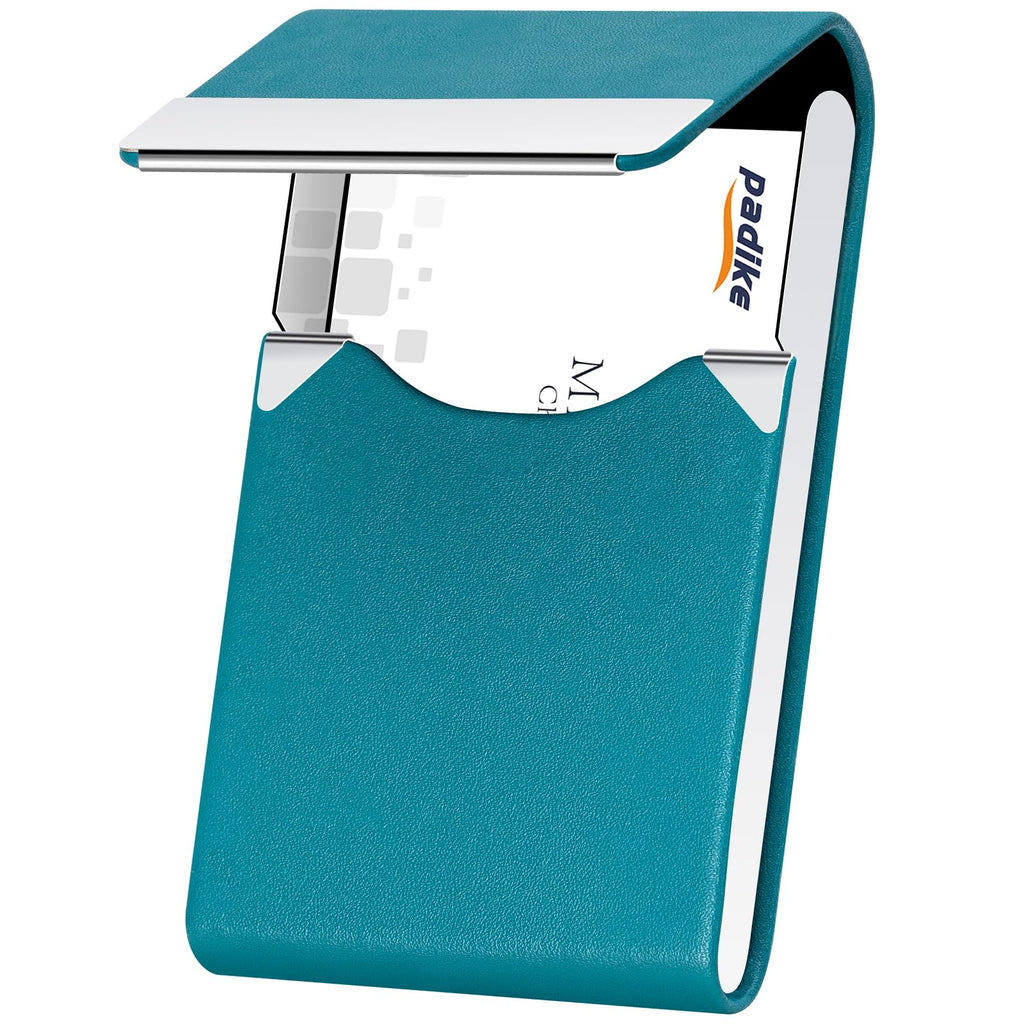 Padike PU Leather Business Card Holder for Women Slim Pocket Business Name Card Holder Stainless Steel Business Card Case with Magnetic Shut (Purple)