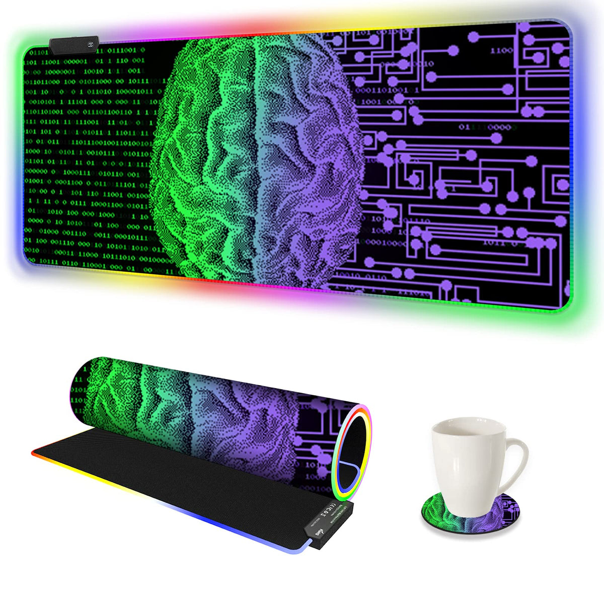 AIMSA RGB Gaming Mouse Pad Extended, Large Led Mousepads Non-Slip Rubber Base with 14 Lighting Modes, Computer Keyboard Mat Soft Desk pad Waterproof 35.4 x 15.8 inches, Galaxy Nebula Universe