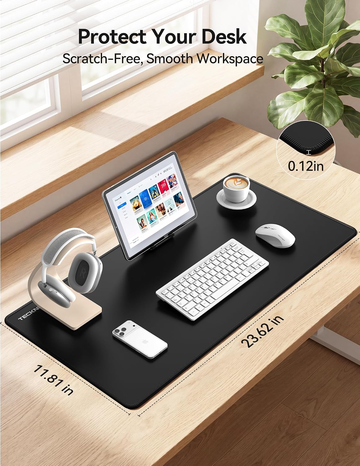TECKNET Large Mouse Pad for Desk 23.6" x 11.8",XL Extended Gaming Desk Mat
