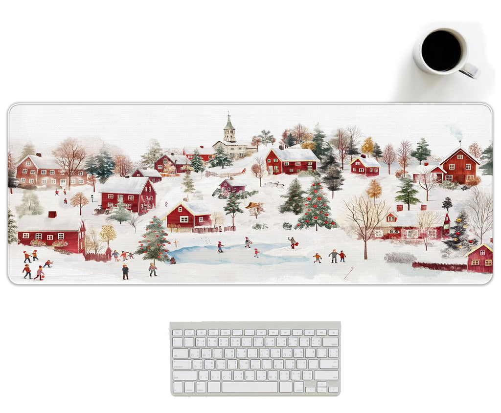 UTELKA Blue Desk Mat, Flroal Desk Matt for Desktop Mouse Pad 31.5x11.8