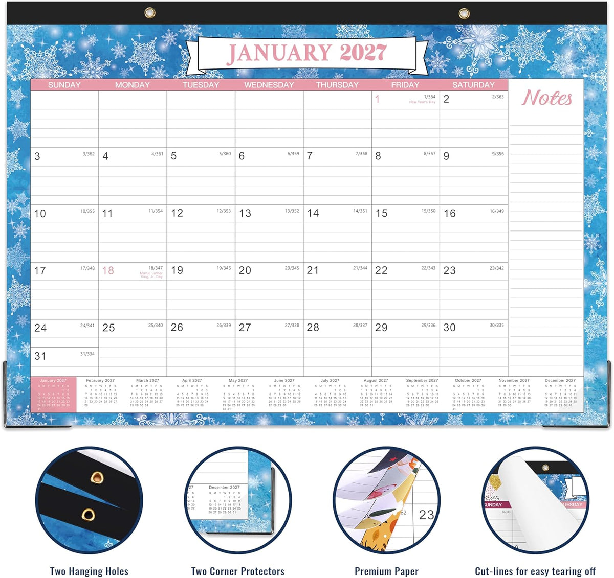 2027 Desk Calendar - 18 Monthly Desk Calendar 2027, 16.9"×12.1"