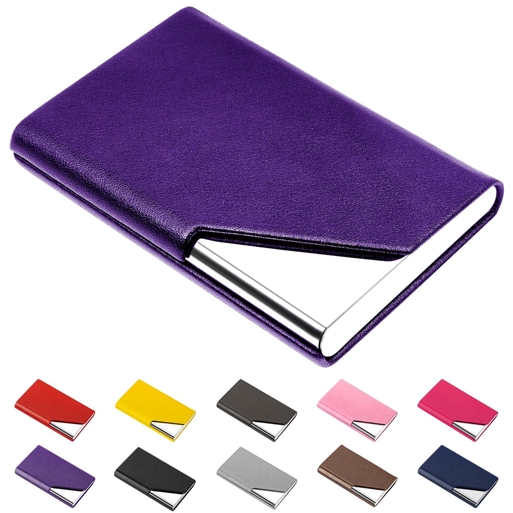 Padike Business Card Holder, Upgraded Leather Business Card Case Pocket Card Holders for Men or Women, Metal Slim Name Card Holder RFID Blocking Business Card Carrier with Magnetic Closure(Black)