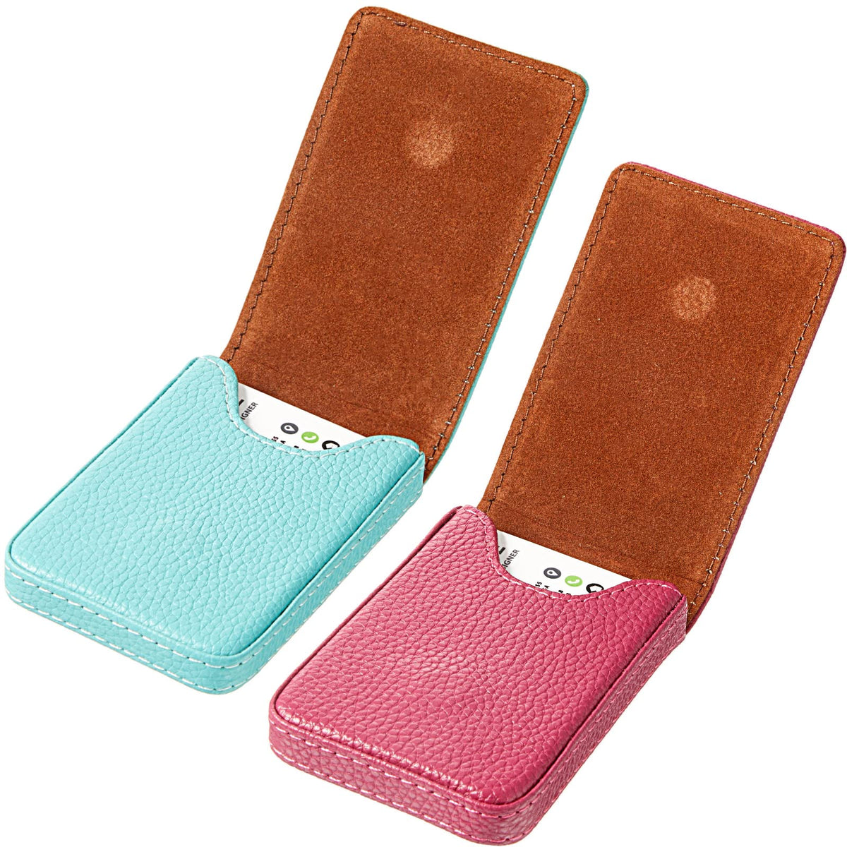 Outus 2 Pcs Business Card Holder Wallet PU,Black and Coffee,Classic