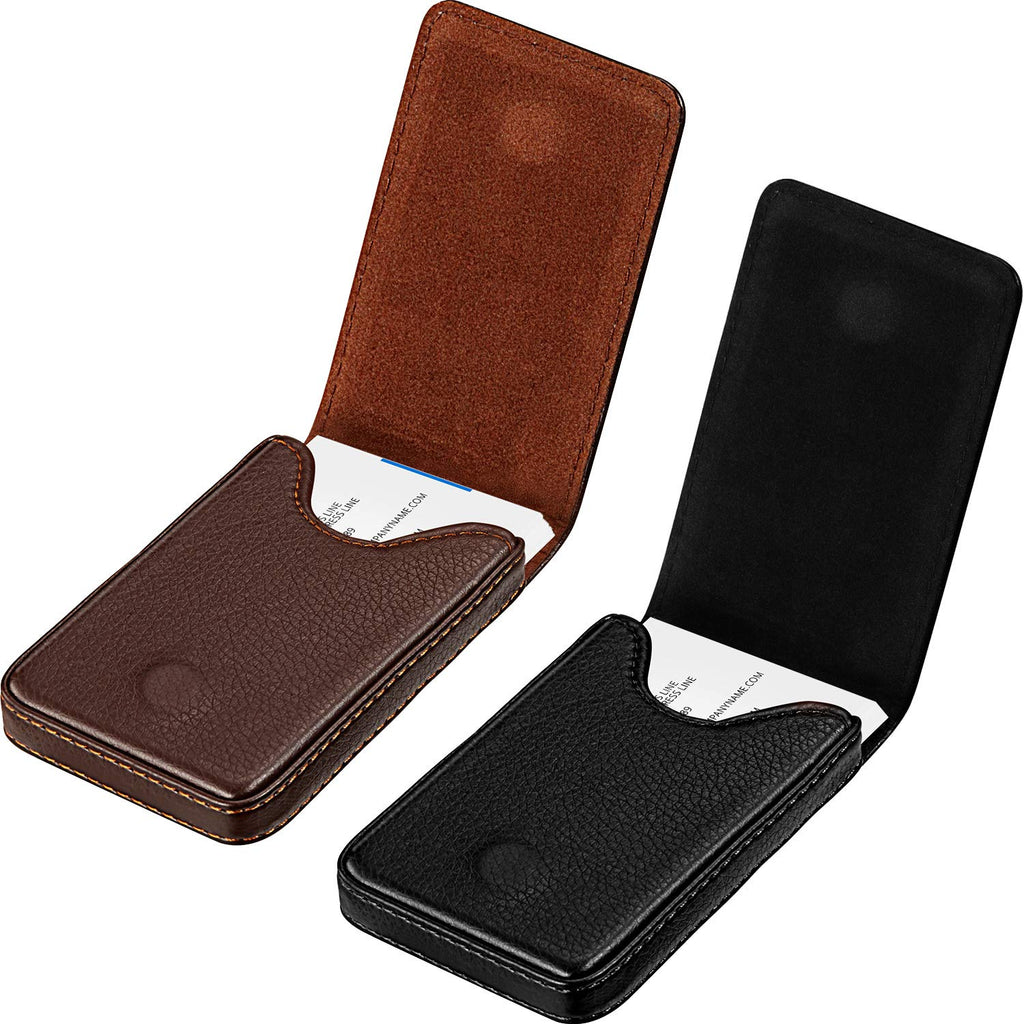 Outus 2 Pcs Business Card Holder Wallet PU,Black and Coffee,Classic