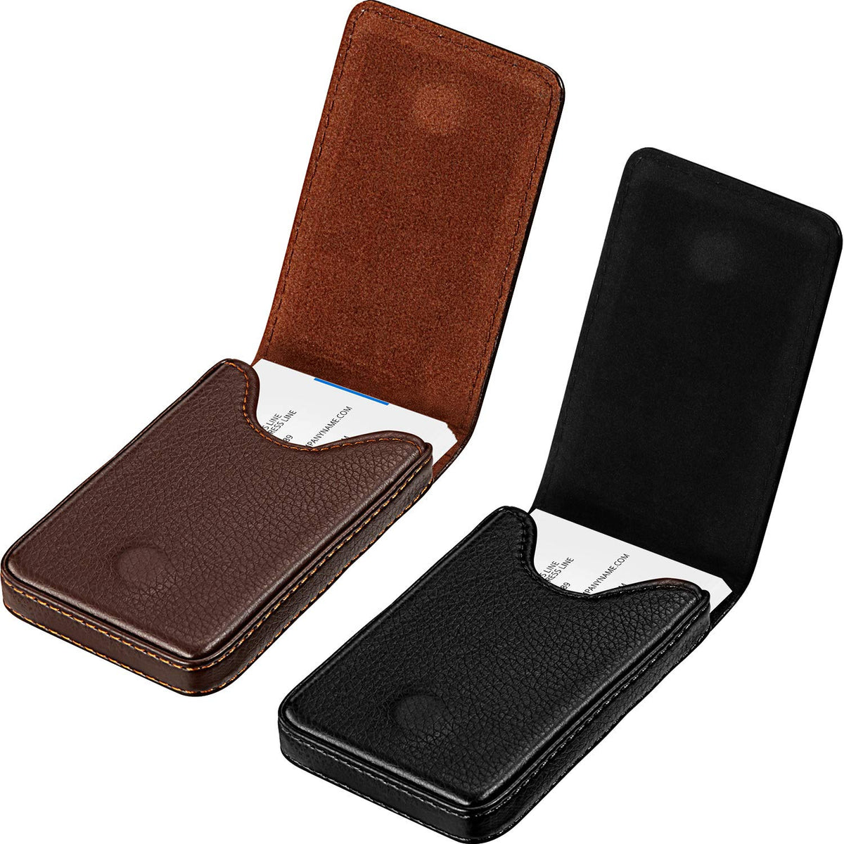 Outus 2 Pcs Business Card Holder Wallet PU,Black and Coffee,Classic