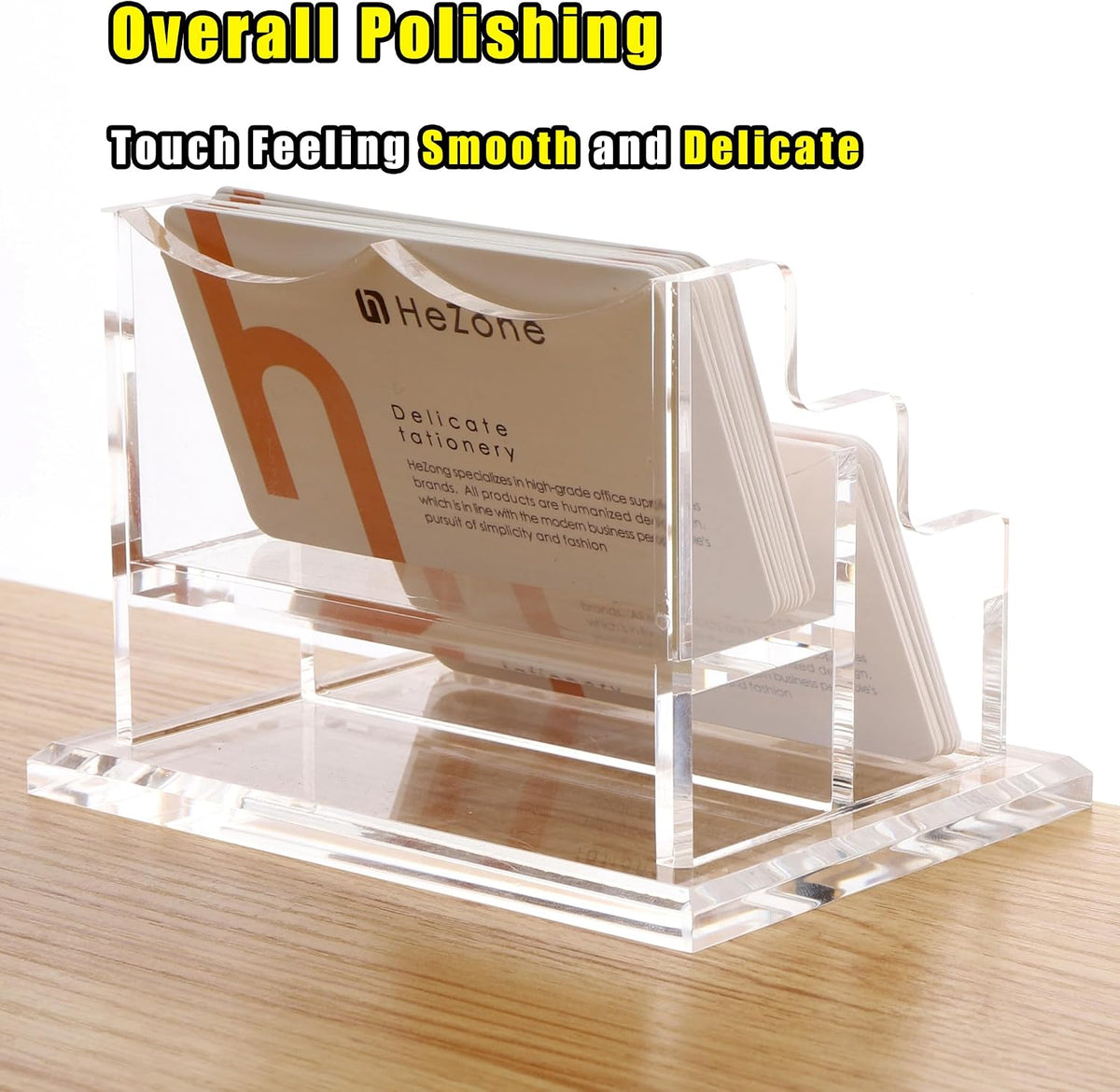 Business Card Holder for Desk 2 Tier 2 Slots, Clear Acrylic Business Card Display Stand for Women and Men, Organize 100 Cards-1 Pack (2 Slots-H)