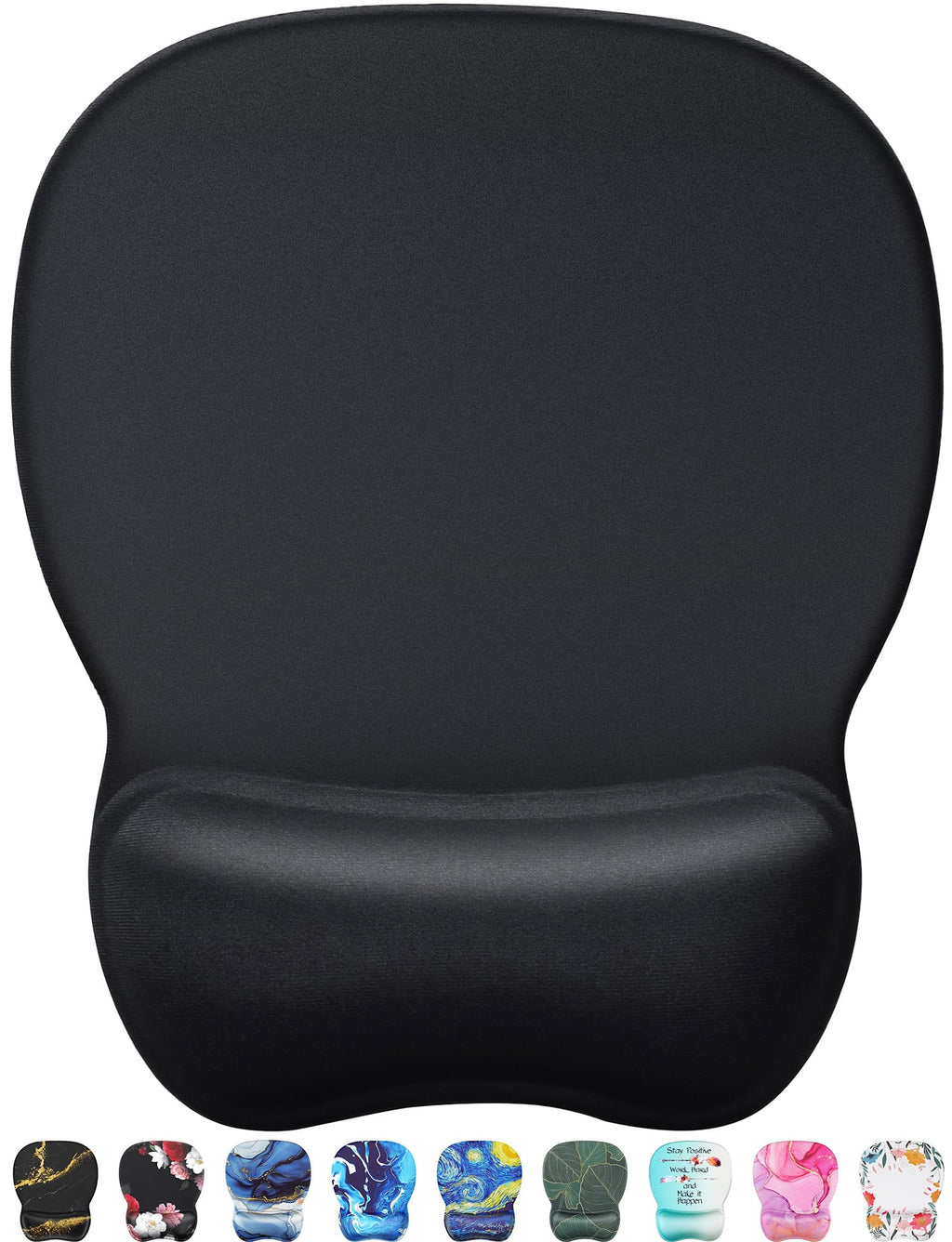 MROCO Ergonomic Mouse Pad with Gel Wrist Rest, 9.4 x 8.1 in, Black