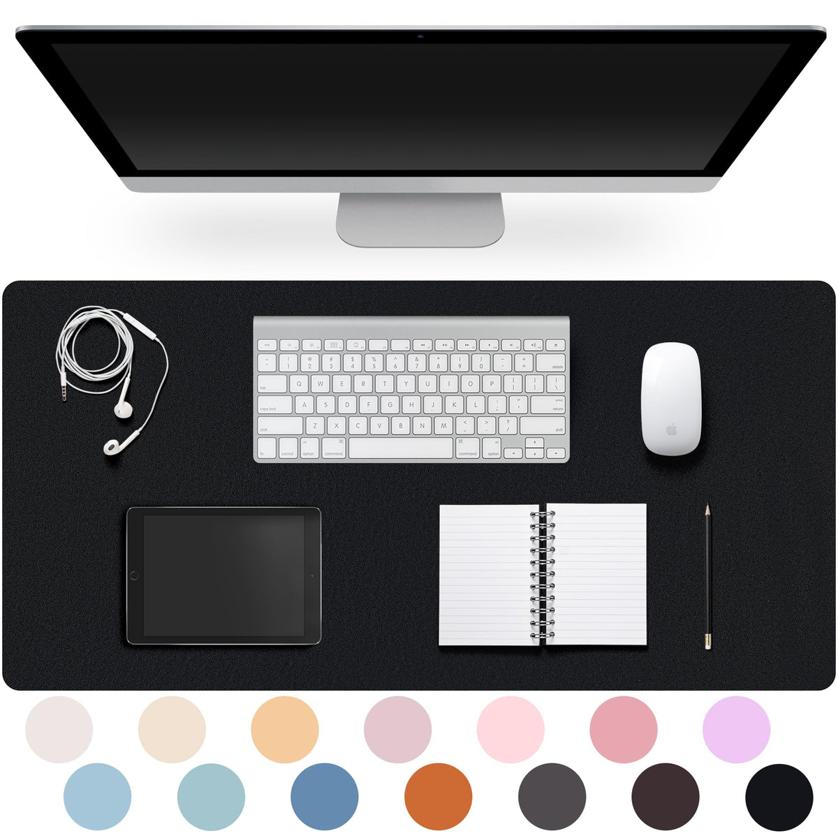 Leather Desk Pad Protector,Non-Slip Desk Pad(Black, 23.6" x 13.7")