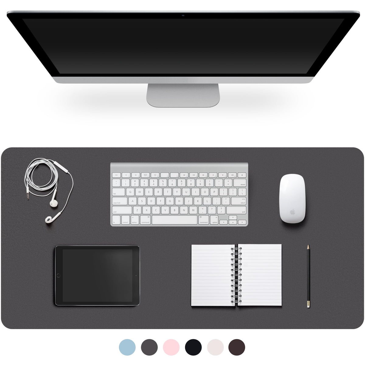 Leather Desk Pad Protector,Non-Slip Desk Pad(Black, 23.6" x 13.7")