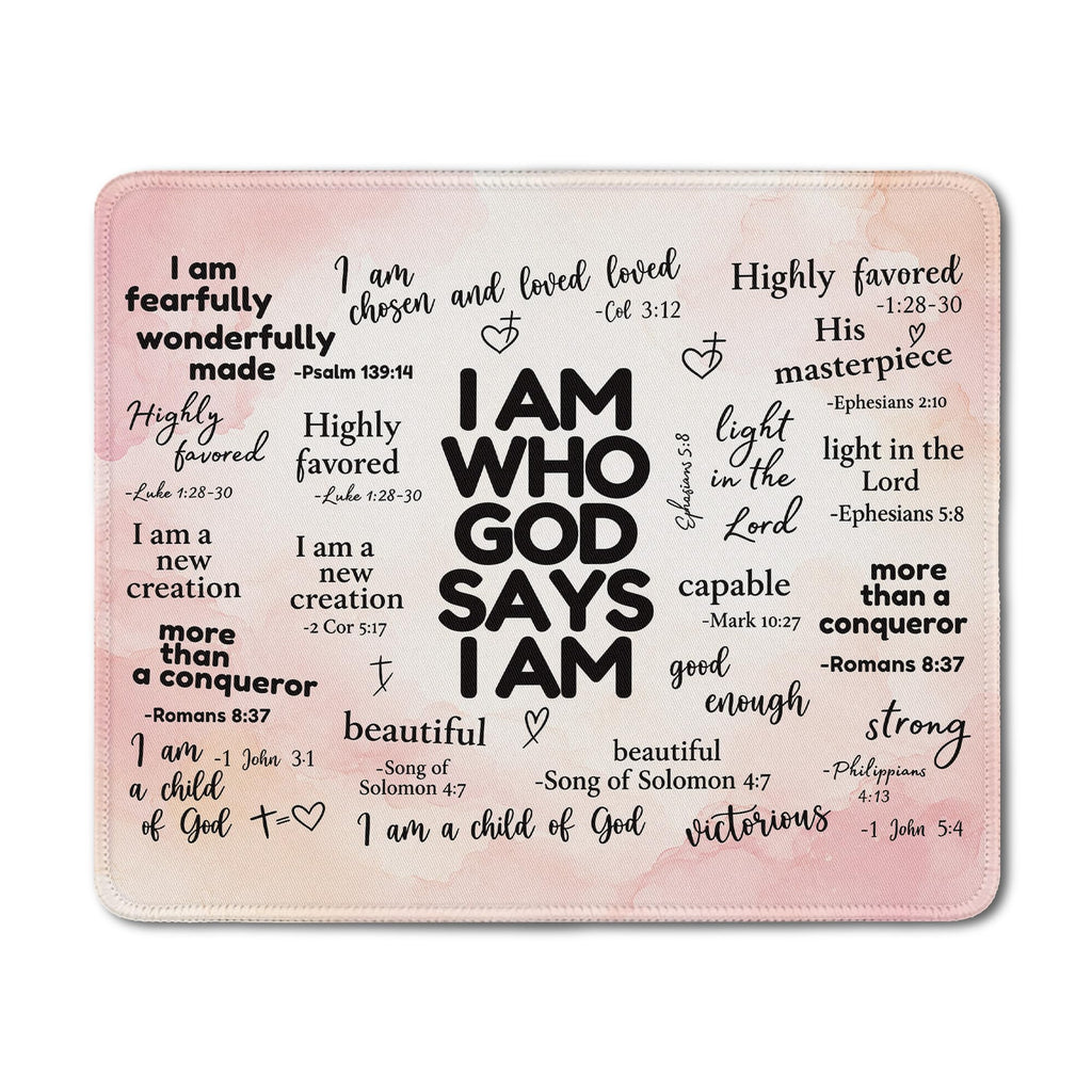 Inspirational Christian God Says I Am Mouse Pad, Minimalist Boho Floral Bible Verse Affirmation Mouse Pads Mousepad for Home Office Dorm Computers Laptop Supplies Desk Accessories, 9.5x7.9 Inch