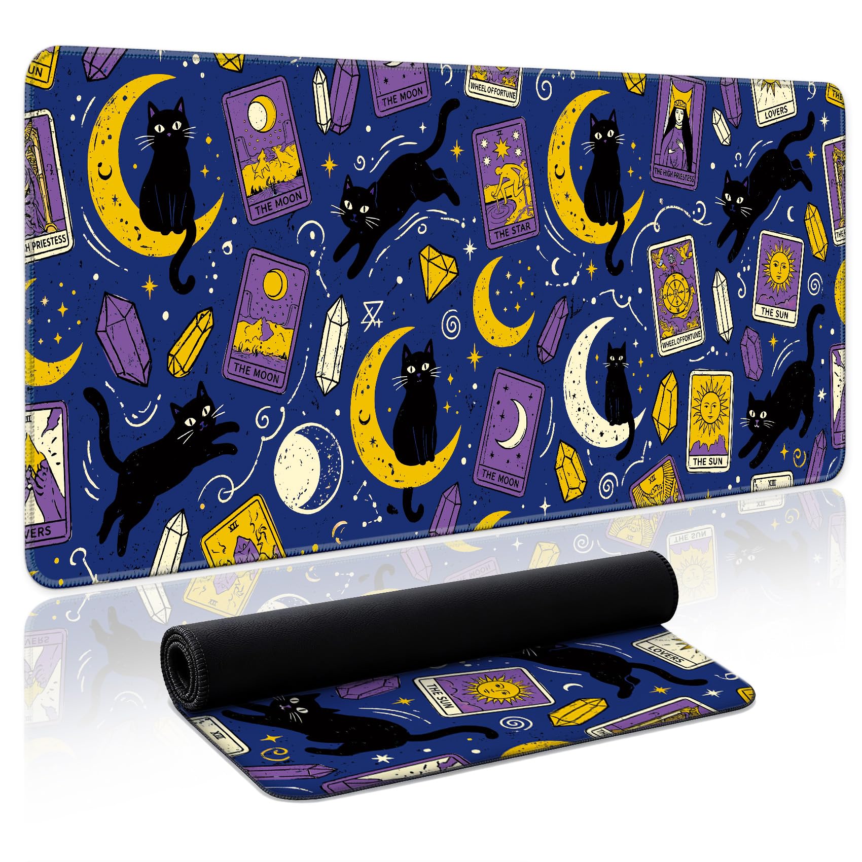 Aesthetic Desk Mat, Cute Enchanted Garden Desk Pad Protector for Work & Decor, 31.5" x 11.8", Pretty Non-Slip Extended Mouse Pad for Office or Home