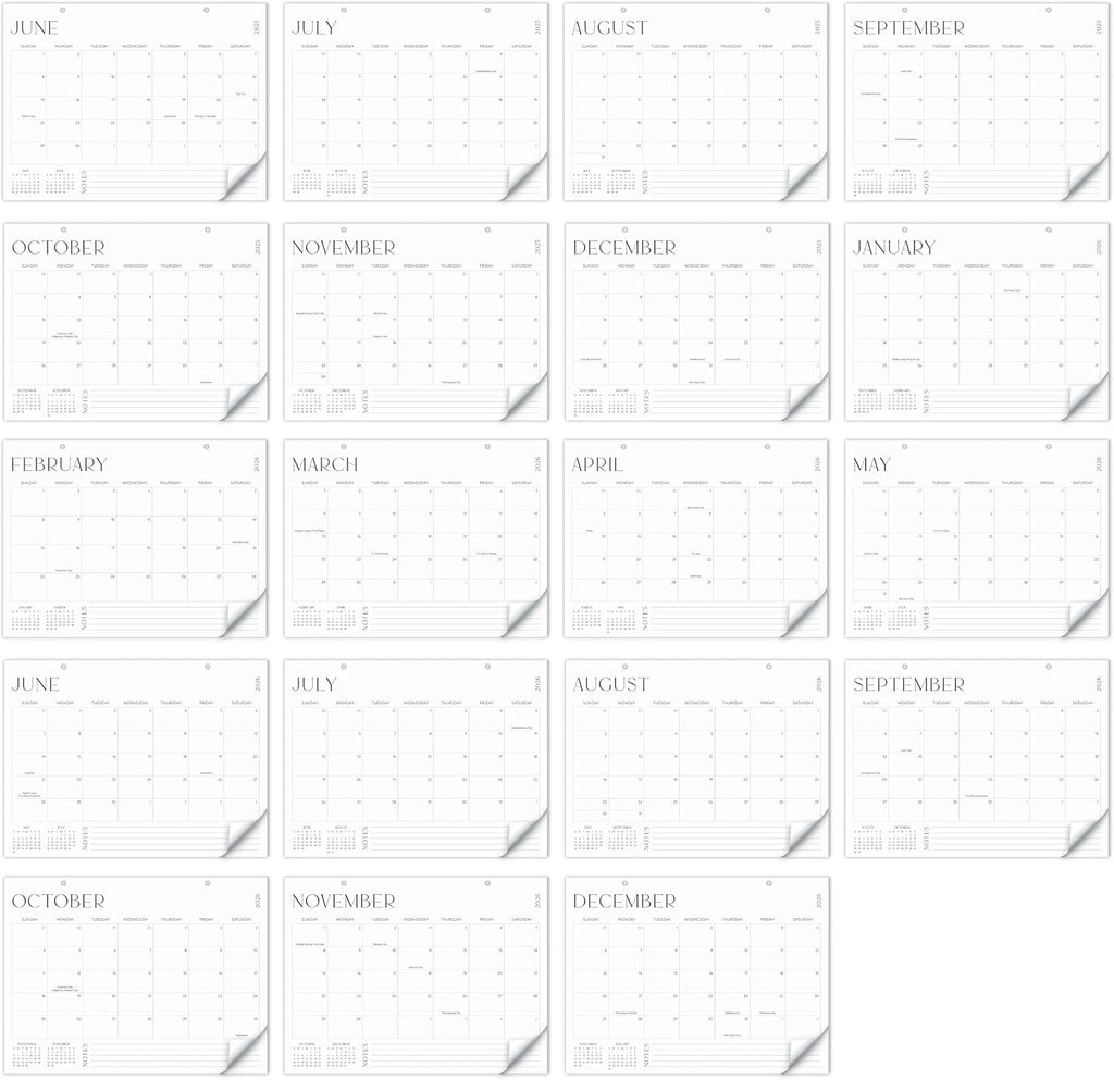 Aesthetic 2026-2027 Desk Calendar - Runs From June 2026 Until December 2027