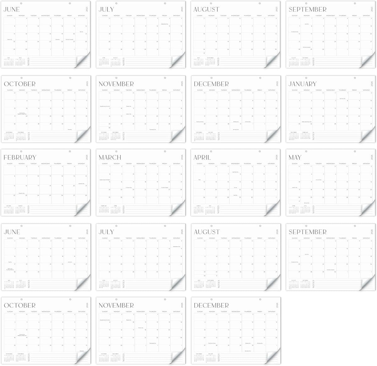 Aesthetic 2026-2027 Desk Calendar - Runs From June 2026 Until December 2027