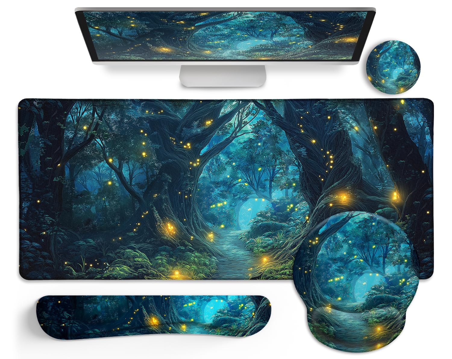 LIMKRIAN Goth Skull Mouse Pad Set Large Desk Mat for Desktop Decor