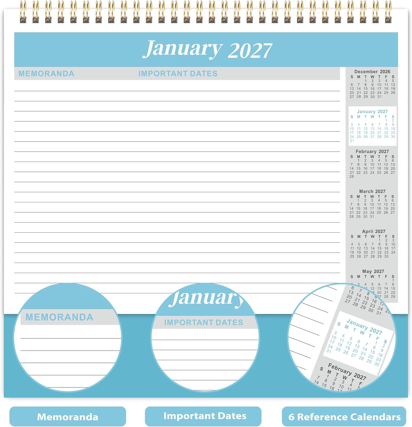 2027 Desk Calendar - Standing Flip Desk Calendar 2027, Jan 2027 - Dec 2027