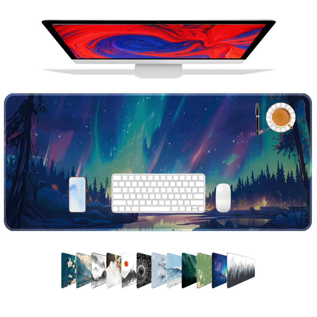 Galdas Mouse Pad For Gaming,Forest Background Pattern XXL XL Large Mouse Mat Long Extended MousePad Desk Mat Non-Slip Rubber Mice Pads Stitched Edges Thin (31.5 x 11.8 x 0.12 Inches) Tree