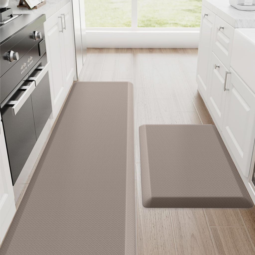 StepRite Kitchen Mats for Floor, 2-Piece Anti-Fatigue Kitchen Rugs, Black