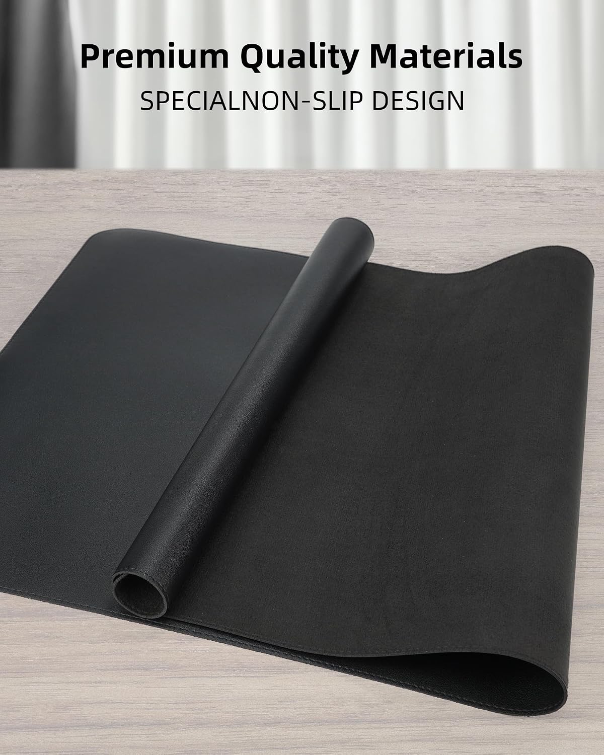 AFIING Large Desk Mat 55" x 24" - PU Leather Desk Pad Protector, Waterproof Non-Slip Extended Mouse Pad for Office Desk, Keyboard, Laptop and Home Workspace (Black)