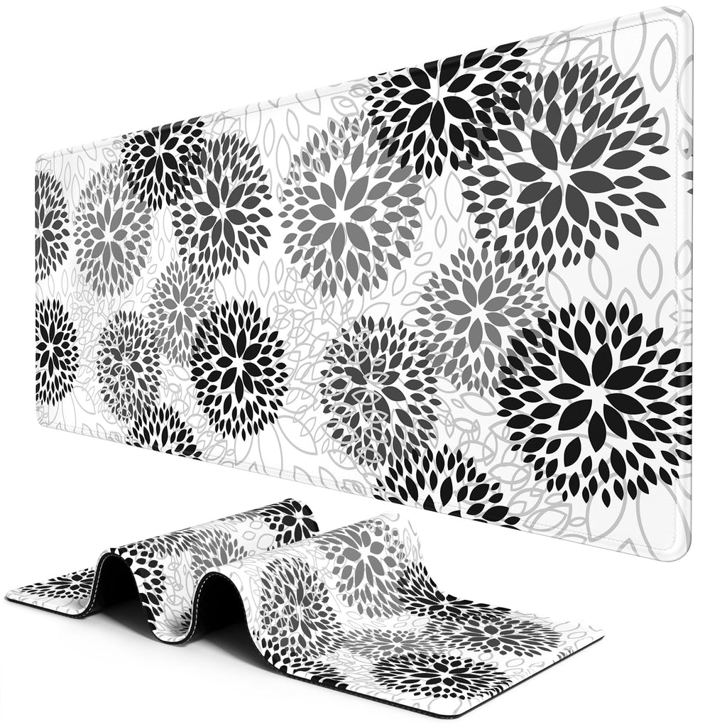 BOSOBO Extended Gaming Desk Mat, XXL Full Cover 31.5 x 11.8 Inches, Black Leopard Print