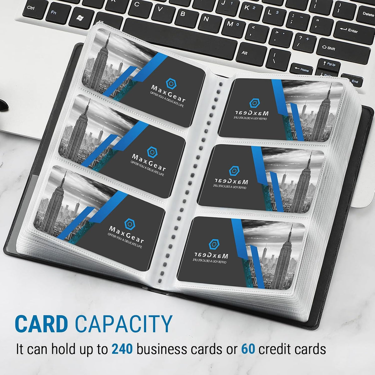 MaxGear Business Card Organizer Book, Holds 240 Cards, Black