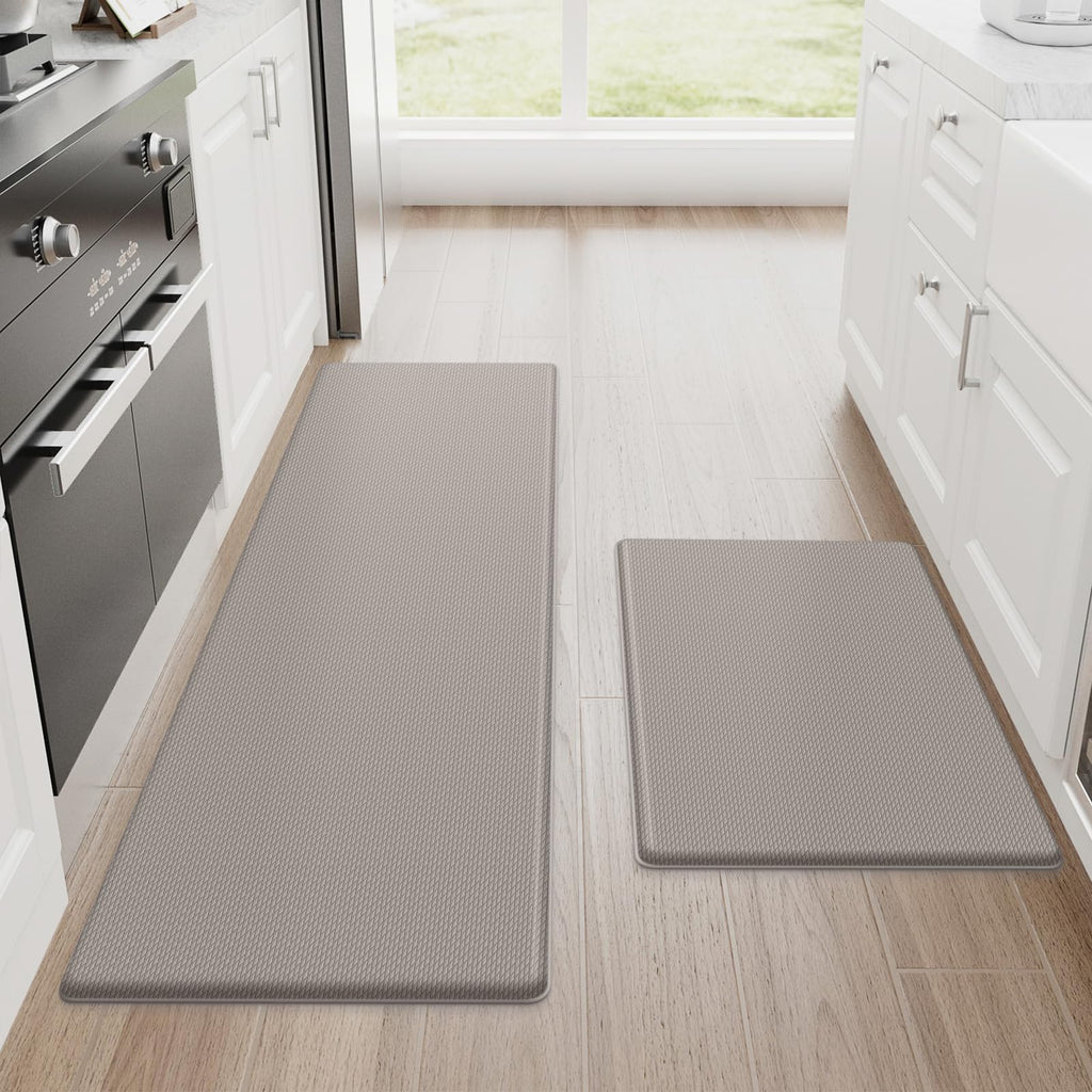 StepRite Kitchen Mats for Floor, 2-Piece Anti-Fatigue Kitchen Rugs, Black