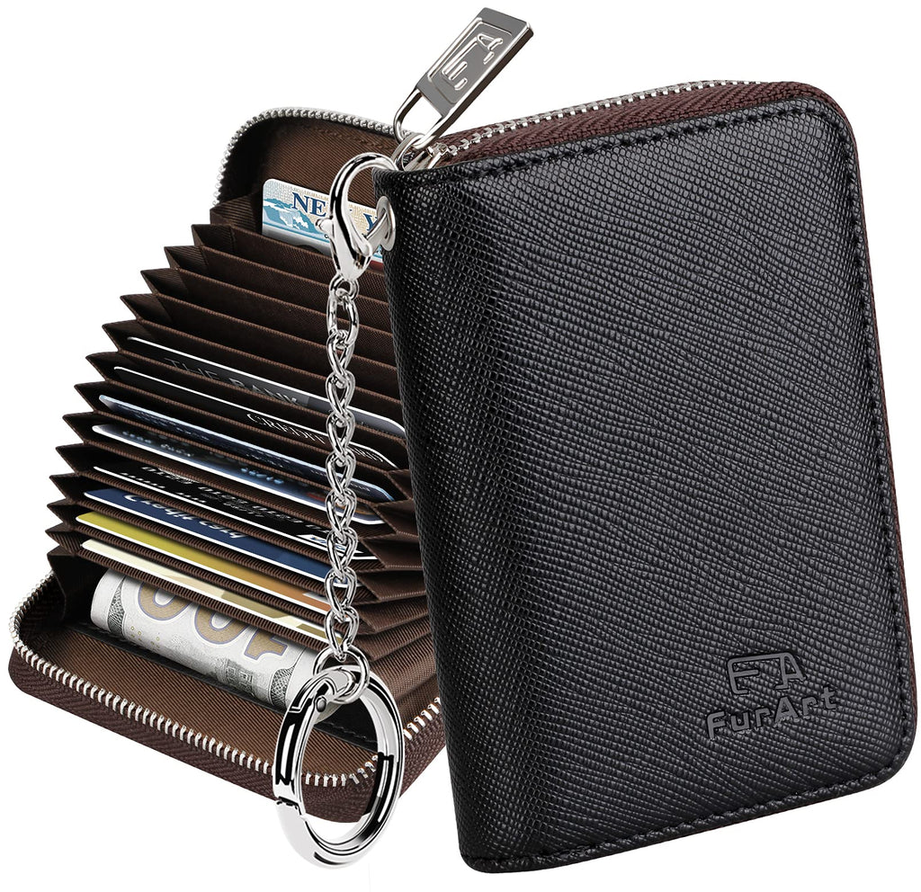 FurArt Zipper Wallet Women RFID Credit Card Holder keychain Wallet