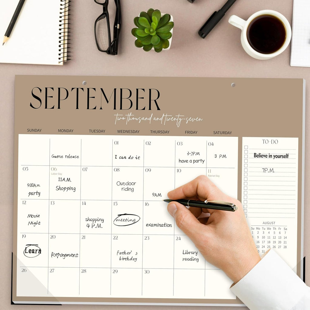 GuassLee Desk Calendar 2026-2027, 19 Months (Jun 2026-Dec 2027), 14" x 11"