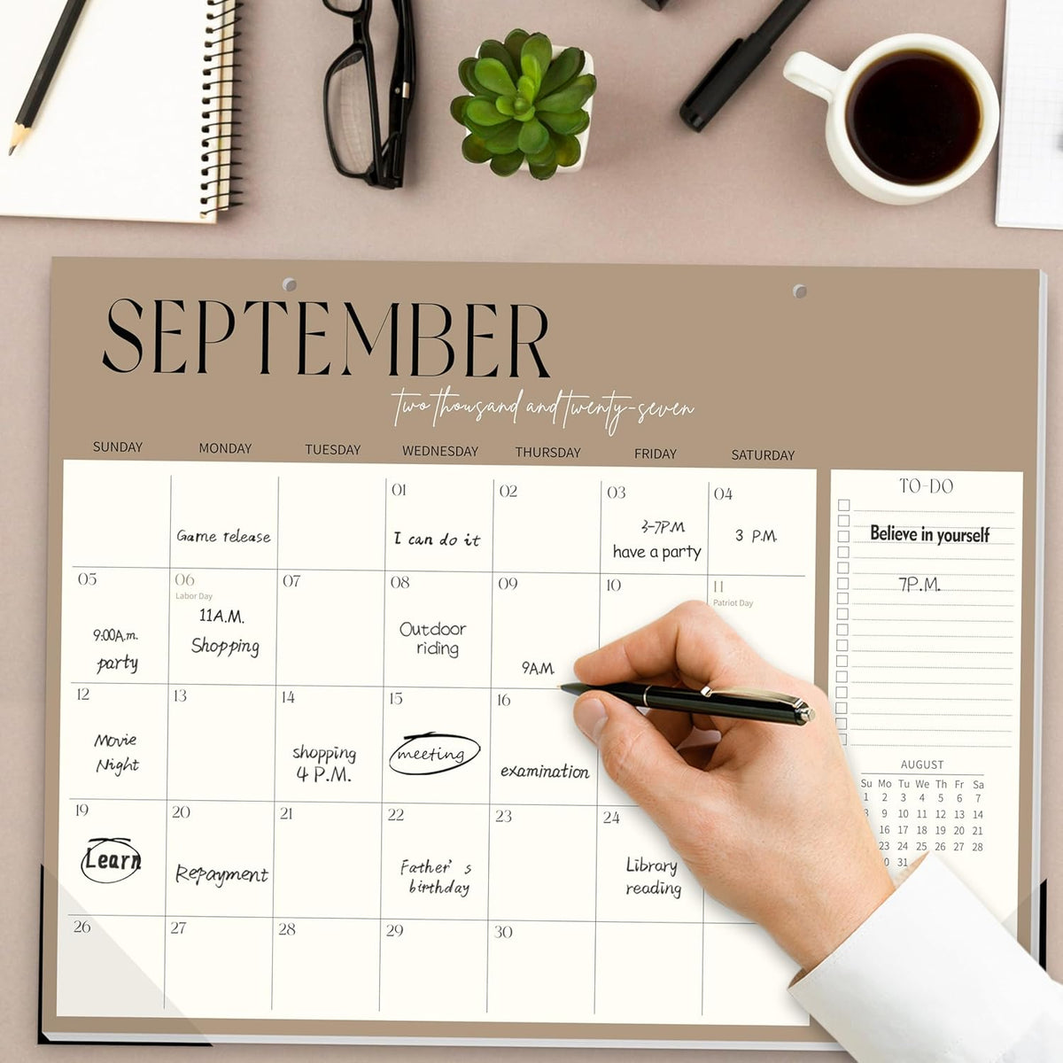 GuassLee Desk Calendar 2026-2027, 19 Months (Jun 2026-Dec 2027), 14" x 11"