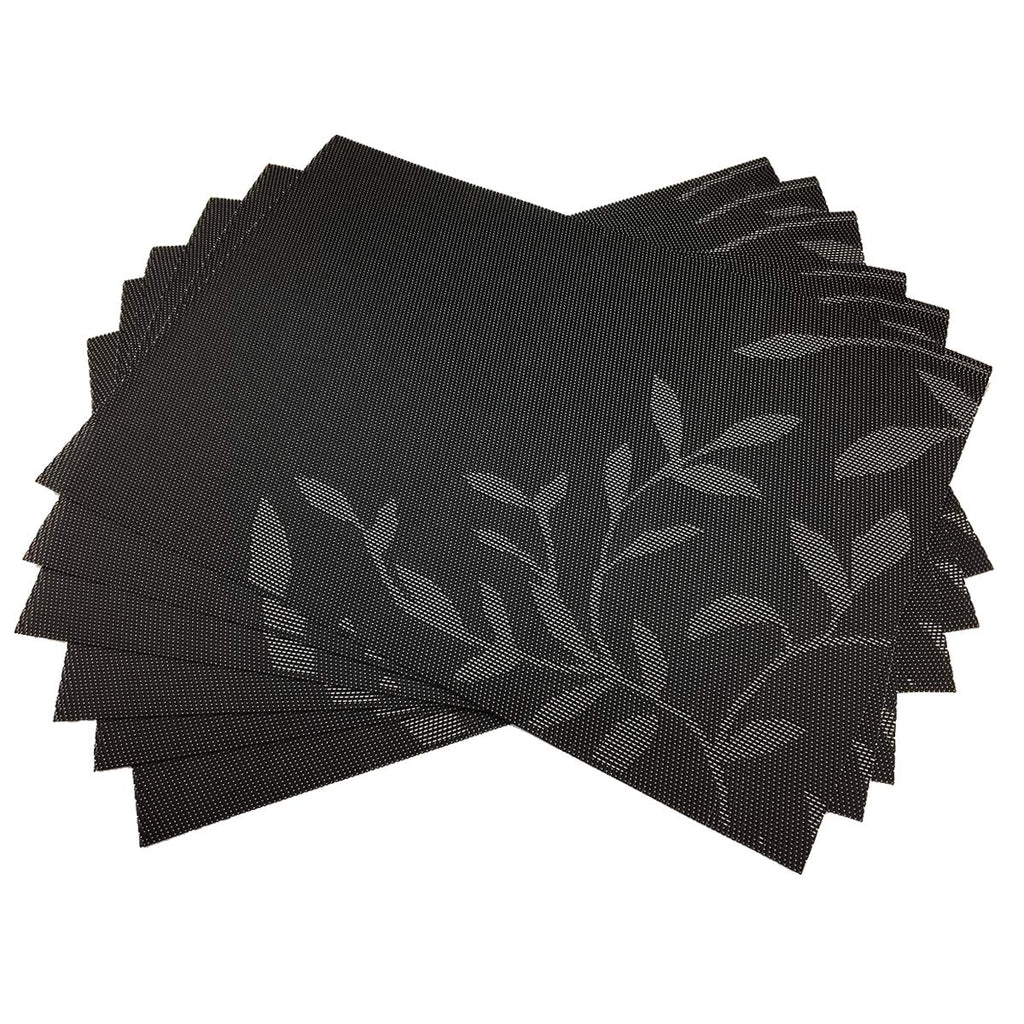 Place Mats PVC Set of 6, Table Placemats Set of 6 PVC Table Mats Natural Color (6 pcs, Red Leaves)