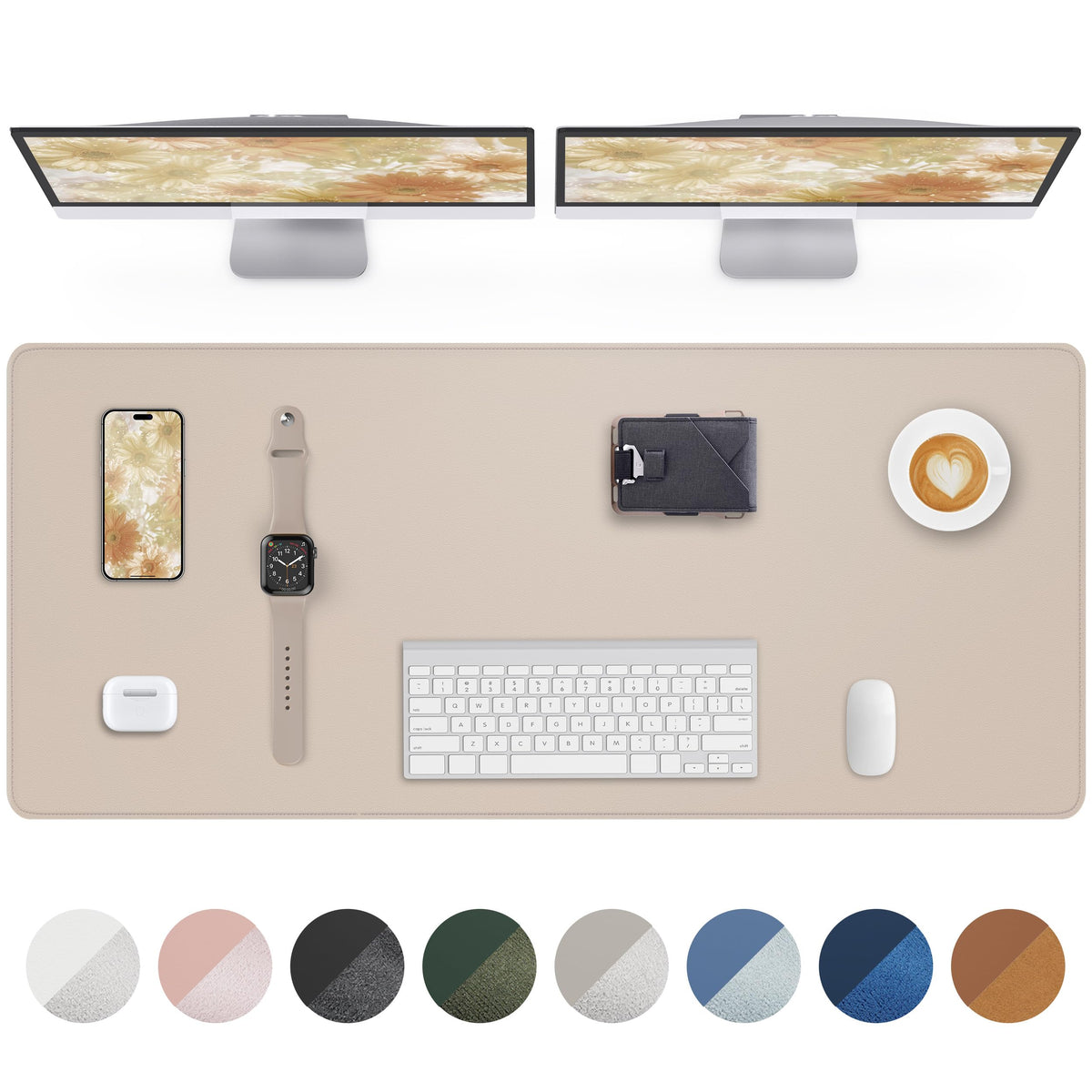 AFIING Large Desk Mat 55" x 24" - PU Leather Desk Pad Protector, Waterproof Non-Slip Extended Mouse Pad for Office Desk, Keyboard, Laptop and Home Workspace (Black)