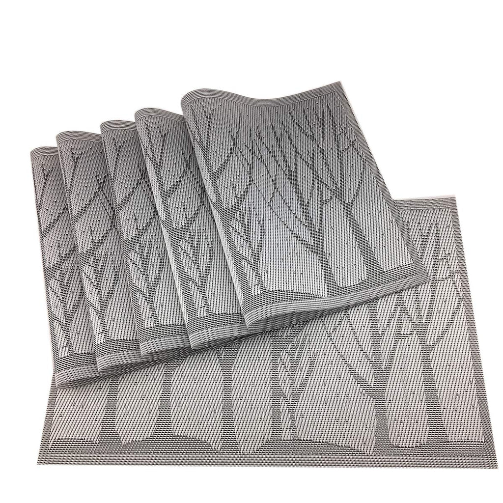 Place Mats PVC Set of 6, Table Placemats Set of 6 PVC Table Mats Natural Color (6 pcs, Red Leaves)