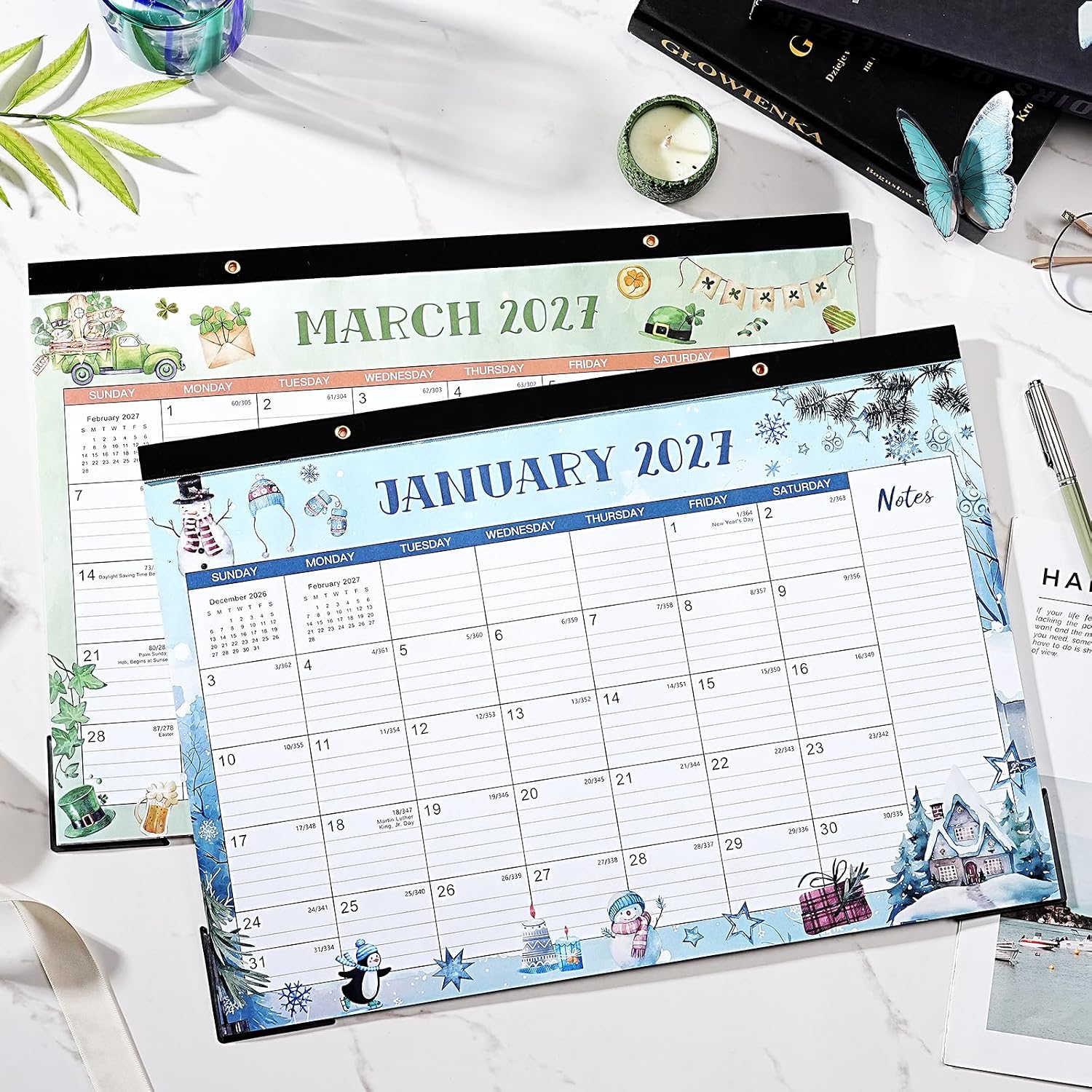 2027 Desk Calendar - 12 Monthly Large Desk/Wall Calendar, 17" x 12"