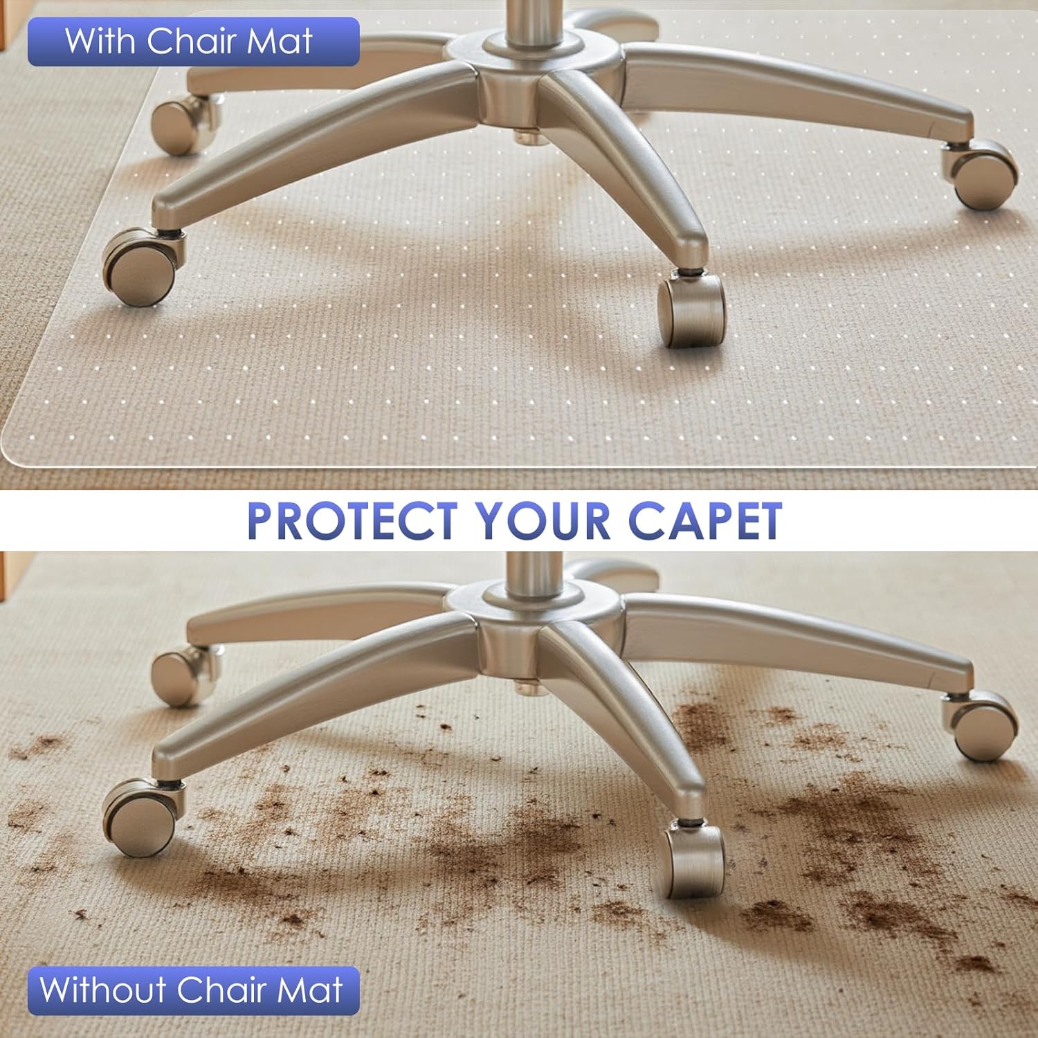 Kuyal Office Chair Mat for Carpet, Clear Heavy Duty Computer Chair Mat