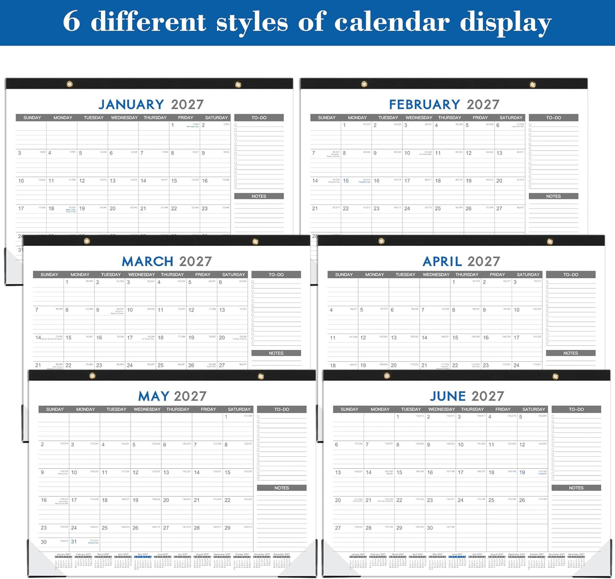 2027 Desk Calendar - 12 Months Calendar from January 2027 to December 2027