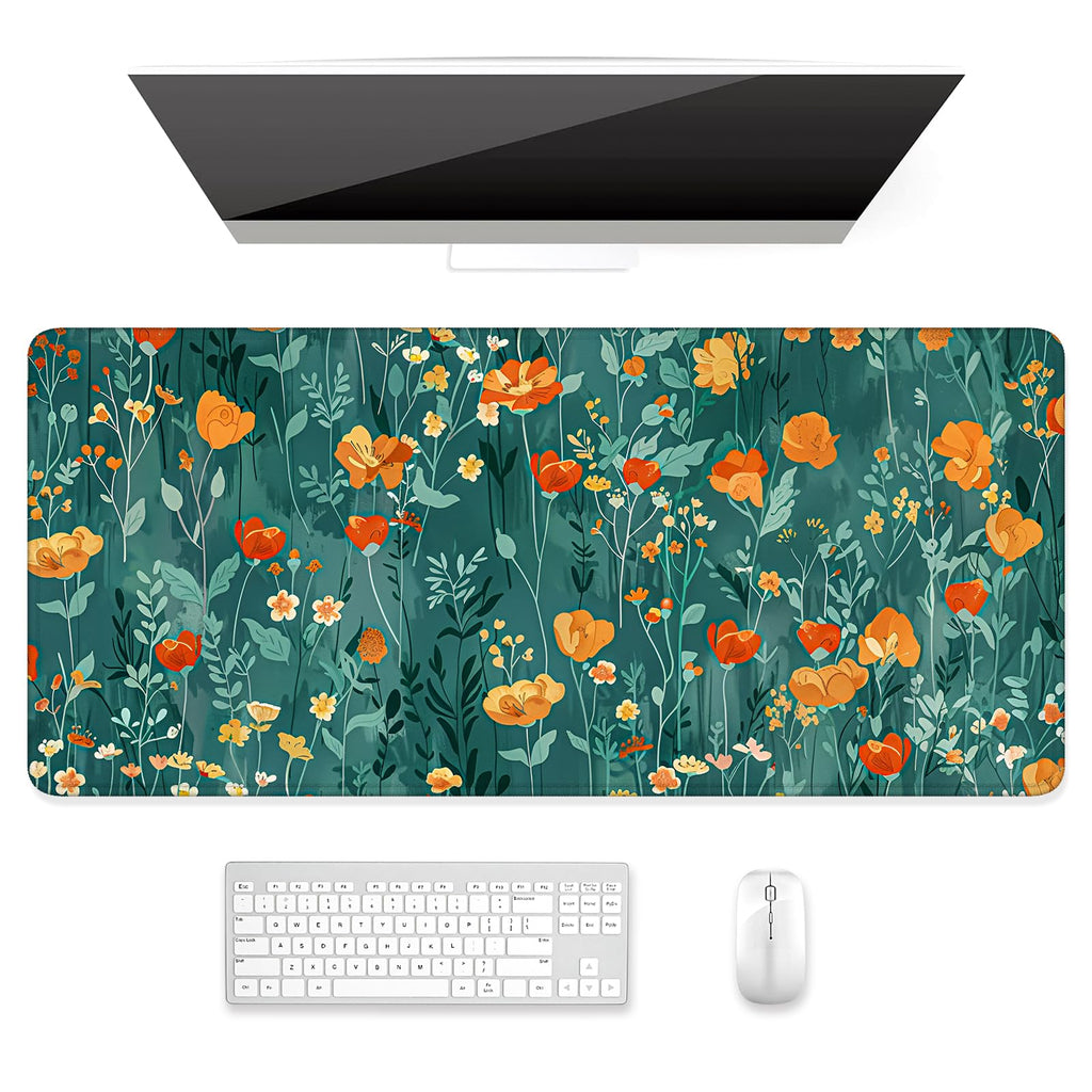Auhoahsil Desk Mat, Ultra Large Mouse Pad, XXL Gaming Mousepad, Green Tropical Leaves Deskpad, Big Extended Full Size Mouse Pad, Desktop Desk Matt for Keyboard, Laptop & Computer, 35.5 x 15.7 in