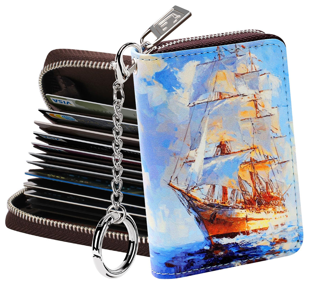 FurArt Zipper Wallet Women RFID Credit Card Holder keychain Wallet