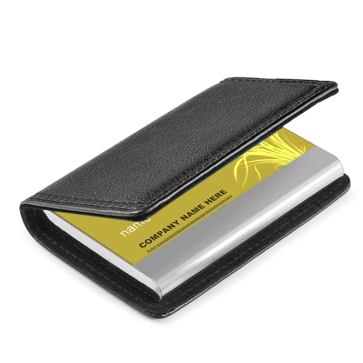 Wisdompro Business Card Holder, 2-Sided Folio Name Card Case