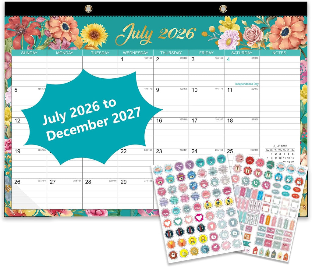 Desk Calendar 2026-2027 - 18 Month Desk Top Calendar 2026-2027, 17" x 12"