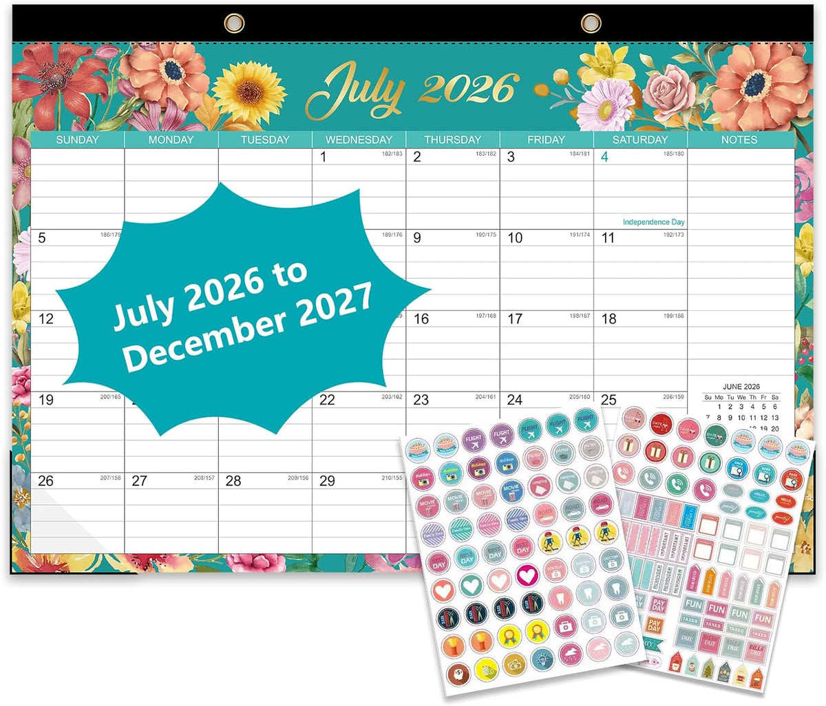 Desk Calendar 2026-2027 - 18 Month Desk Top Calendar 2026-2027, 17" x 12"