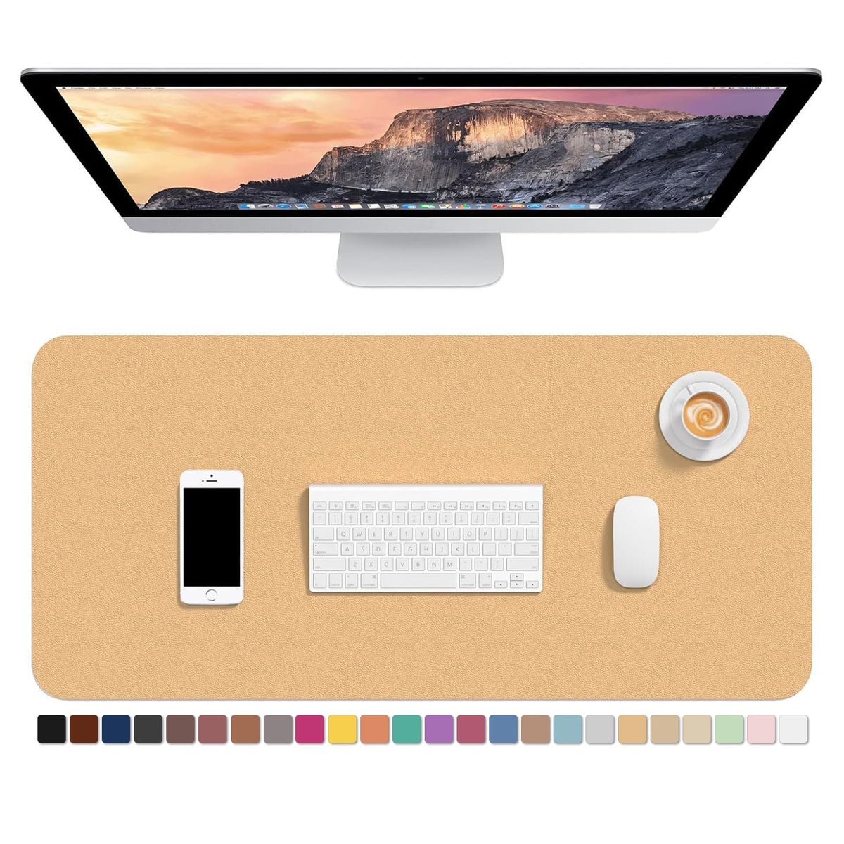 Hsurbtra Desk Pad, 30" x 14" PU Leather Desk Mat, XL Extended Mouse Pad, Waterproof Desktop Blotter Protector, Non-Slip Ultra Thin Large Laptop Keyboard Writing Mat for Office Home, Pink