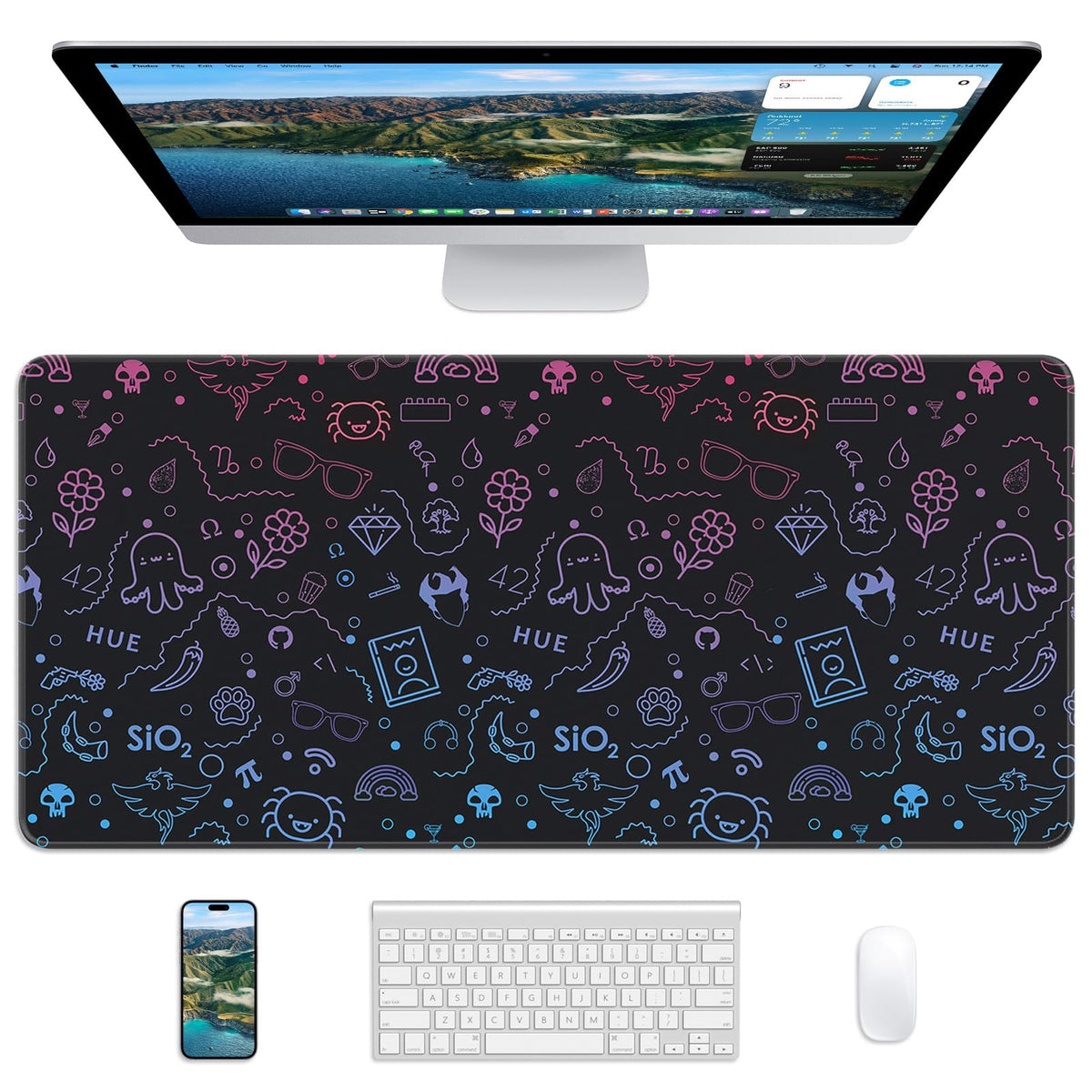 Mouse Pad 31.5x11.8in Large Desk Mat Non-Slip for Office