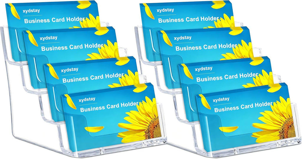 xydstay Acrylic 4-Tier Business Card Holder for Desk with 4 Pockets, 2 Pack