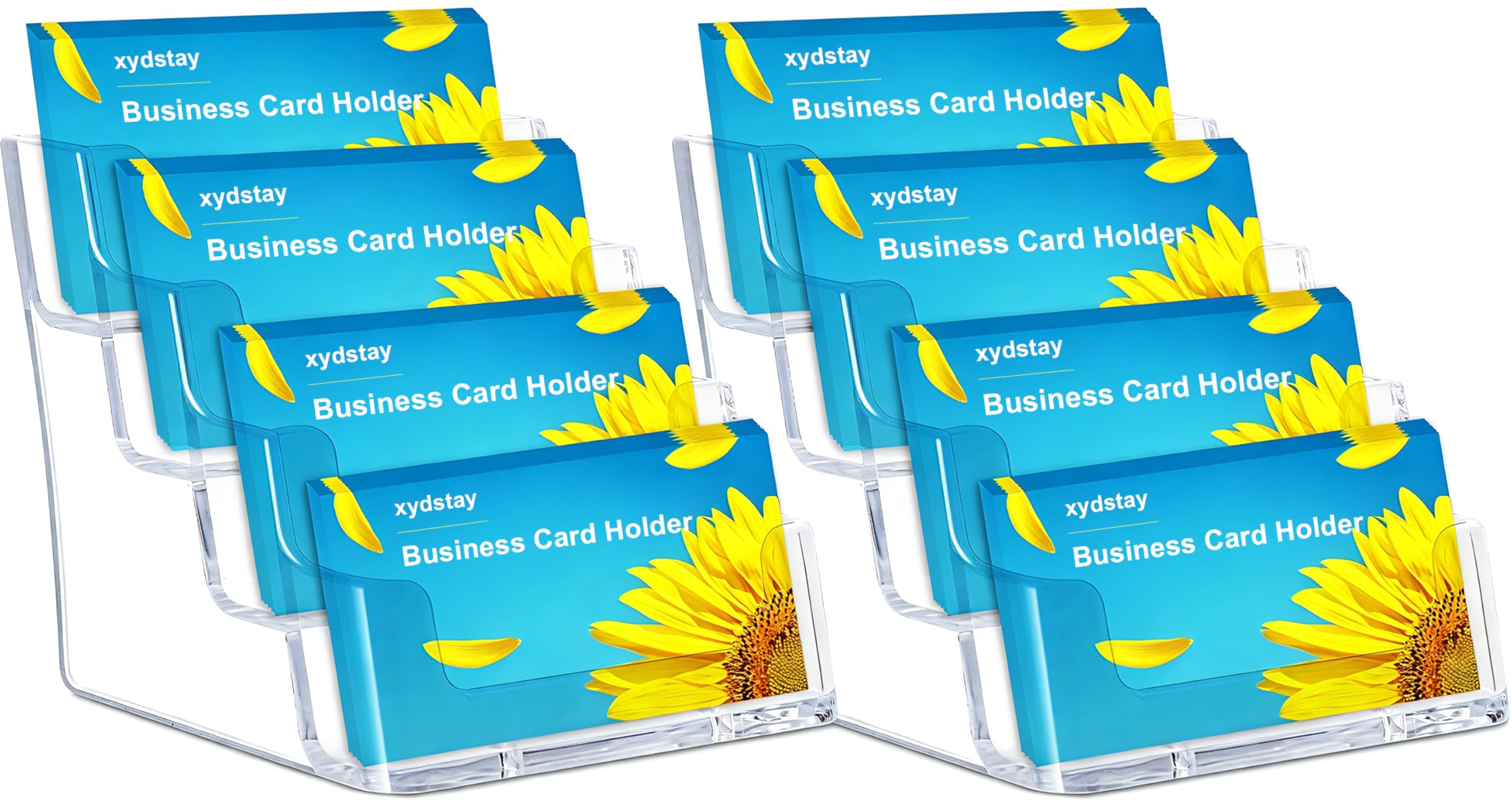 xydstay Acrylic 4-Tier Business Card Holder for Desk with 4 Pockets, 2 Pack