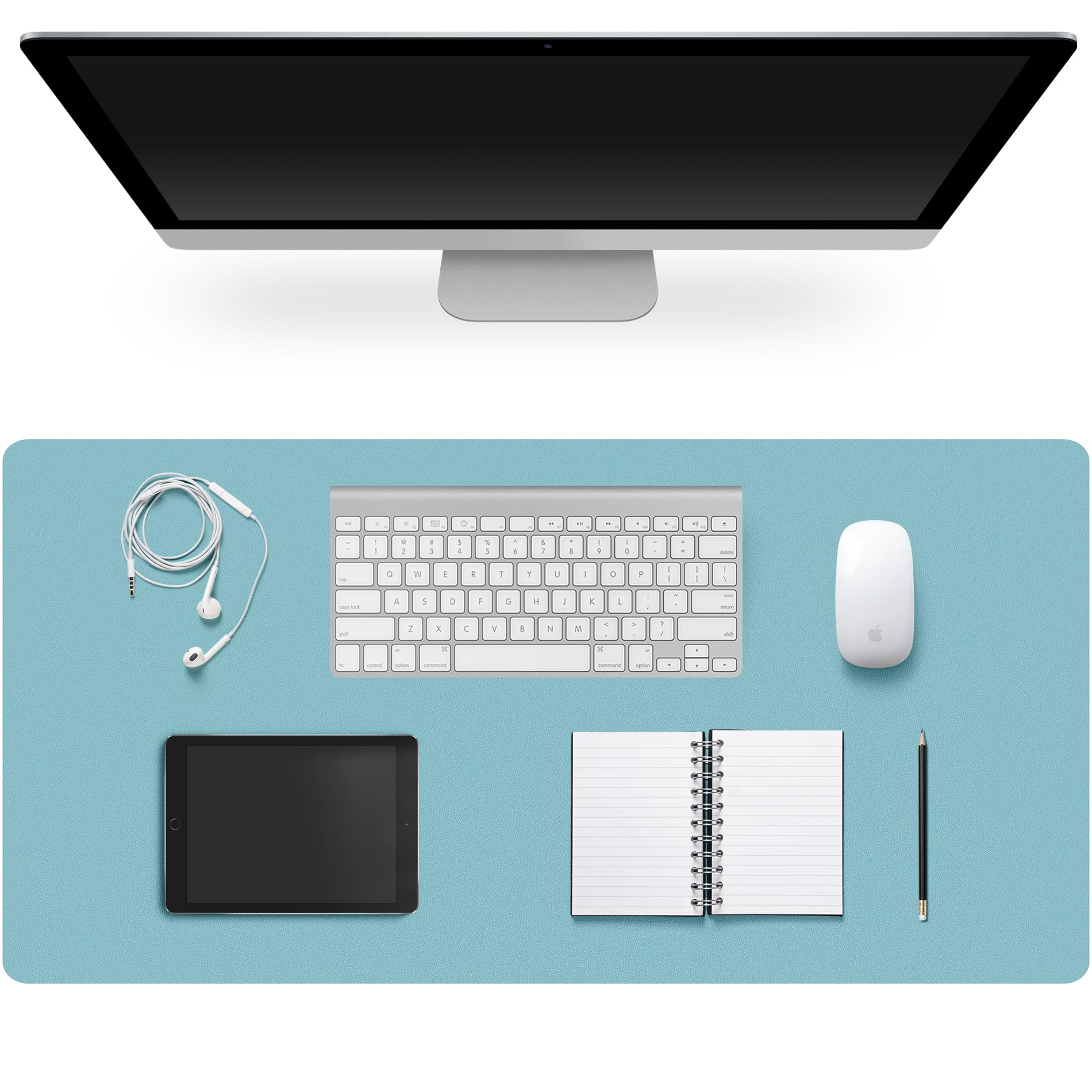 Leather Desk Pad Protector,Non-Slip Desk Pad(Black, 23.6" x 13.7")